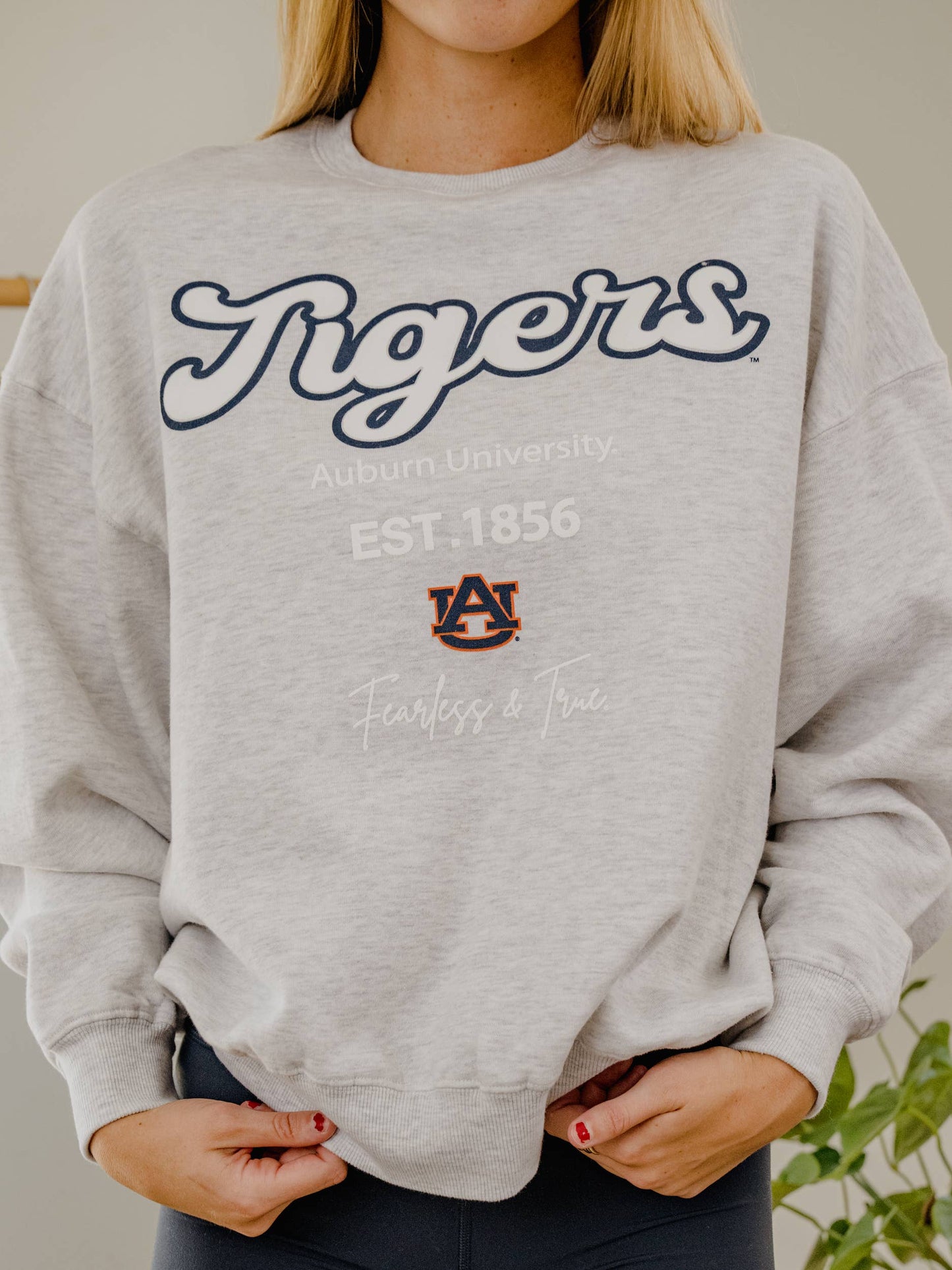 Auburn Tigers Letterman Gray Chrome Hi-Dive Sweatshirt