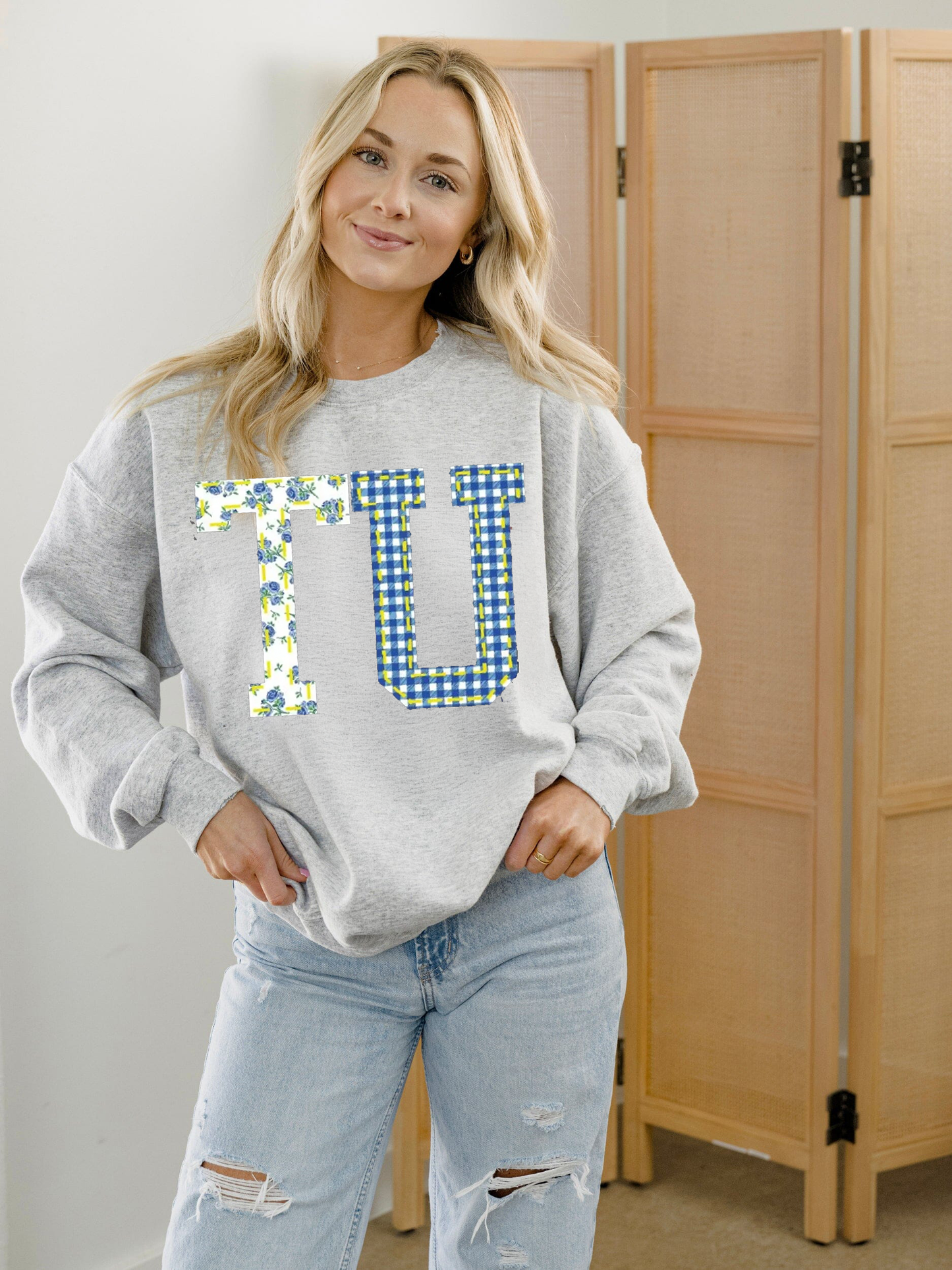 Tu Tulsa Quilted Puff Ink Ash Gray Thrifted Sweatshirt