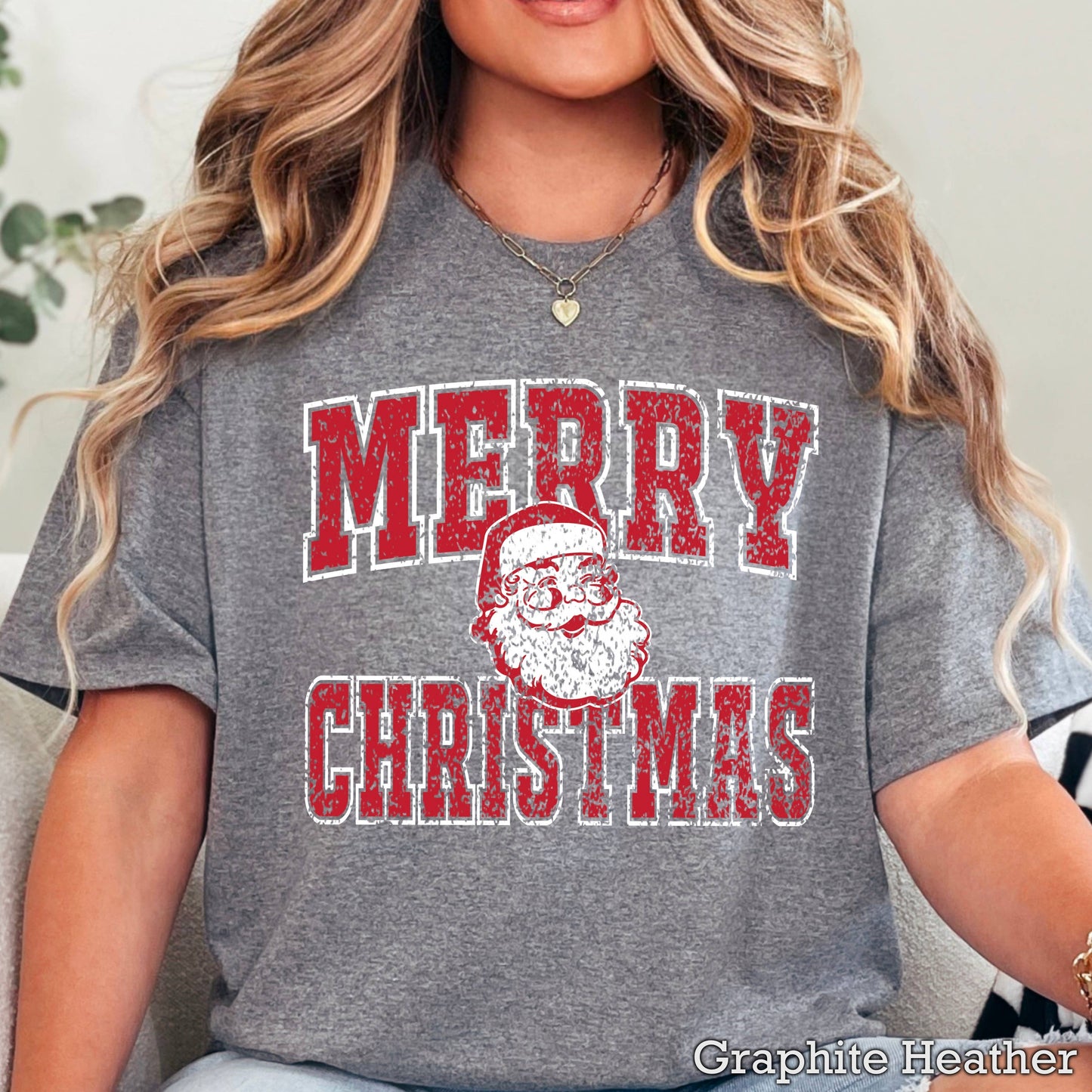 Merry Christmas Vintage Santa Graphic T-Shirt | Gildan