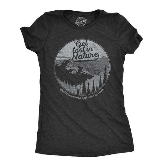 Get Lost in Nature Funny Womens T Shirt Camping Graphic Tee