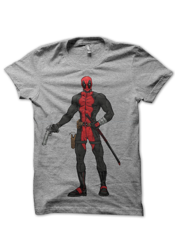 Deadpool Gun Light Blue Tee (Grey Available)