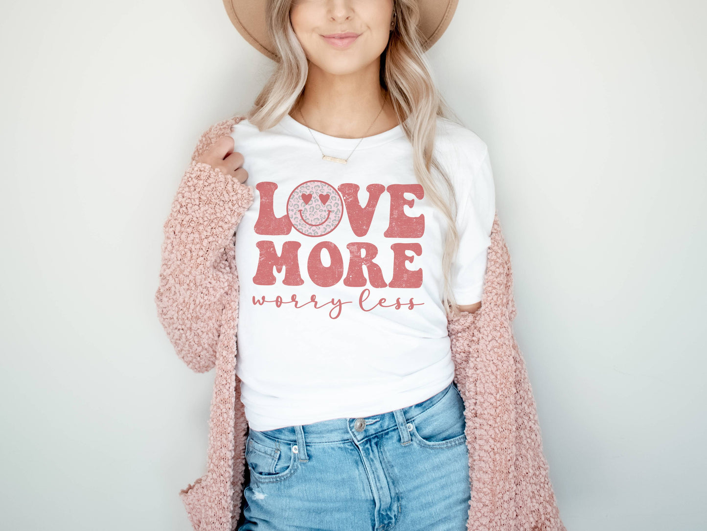 Love More Worry Less | Valentines Day Graphic Tee