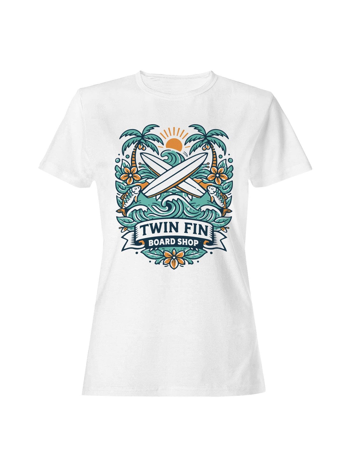Twin Fin Surf Paradise Design Women's T-Shirt