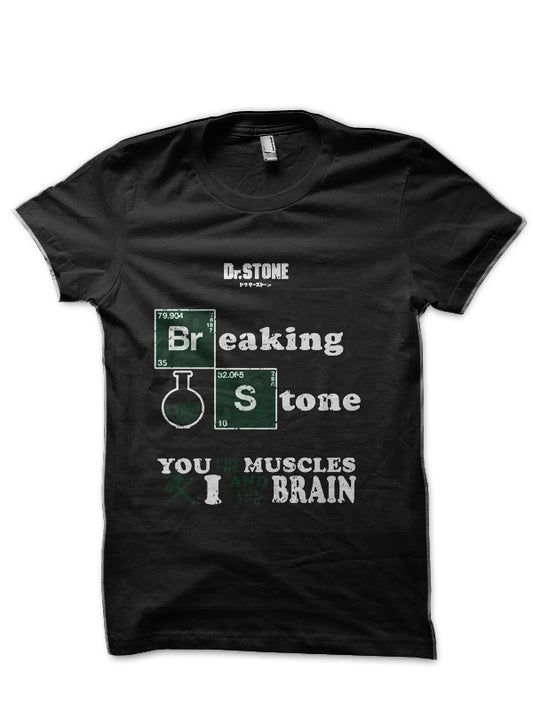Dr Stone Half Sleeve Black T-Shirt