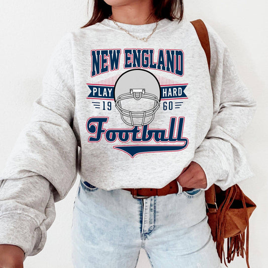 Vintage New England Football Crewneck Sweatshirt, Retro Fan