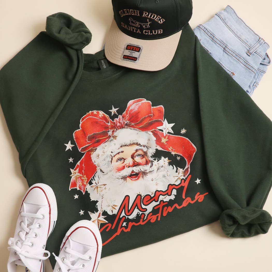 Vintage Santa Merry Christmas Heavyweight Fleece Sweatshirt