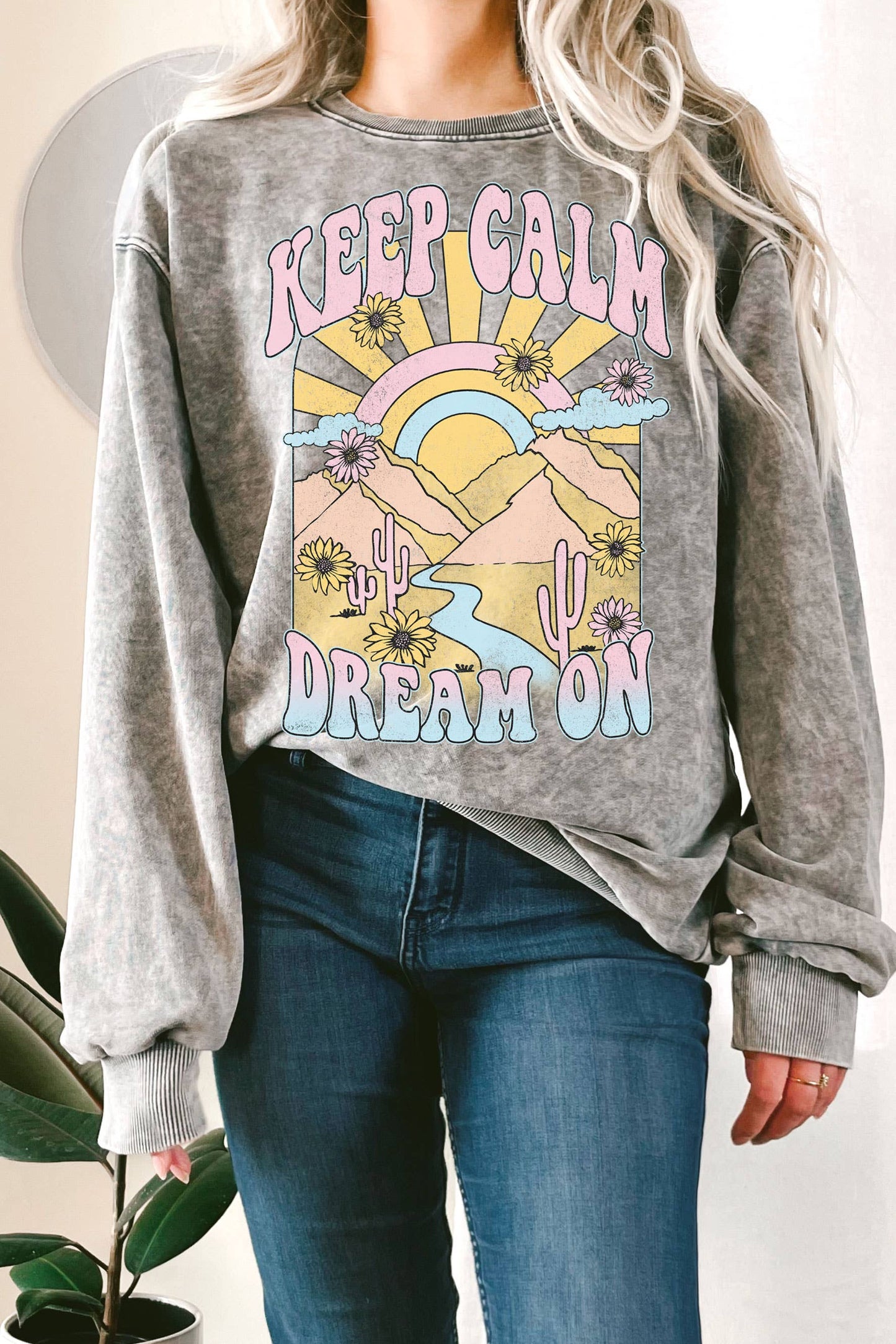Keep Calm Dream On Graphix Mineral Terry Sweatshirt