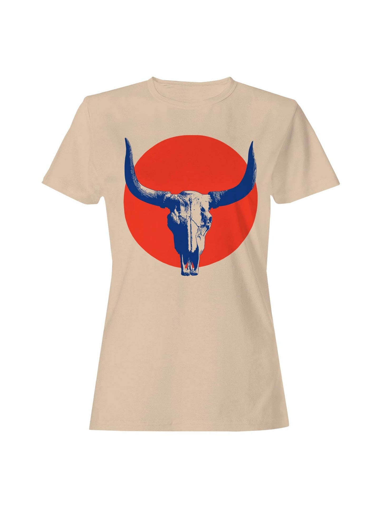 Western Skull Art with Red Sun Women's T-Shirt