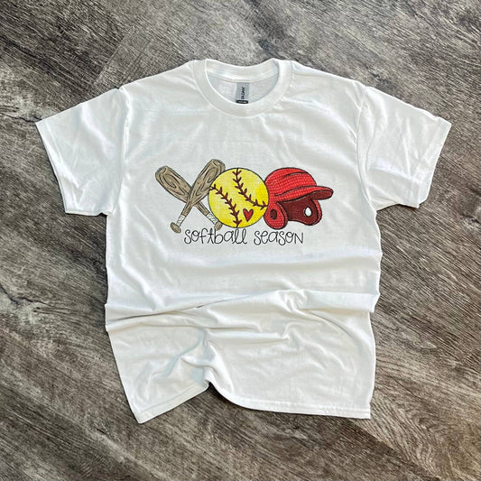 Softball Season On White Tee
