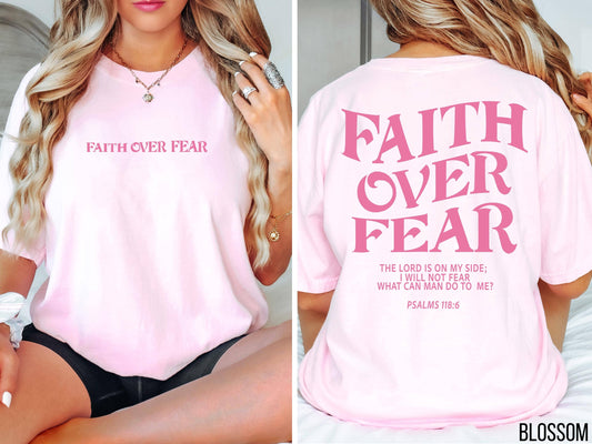 Faith Over Fear Bible Verse Tee, Jesus Church Trendy Shirt