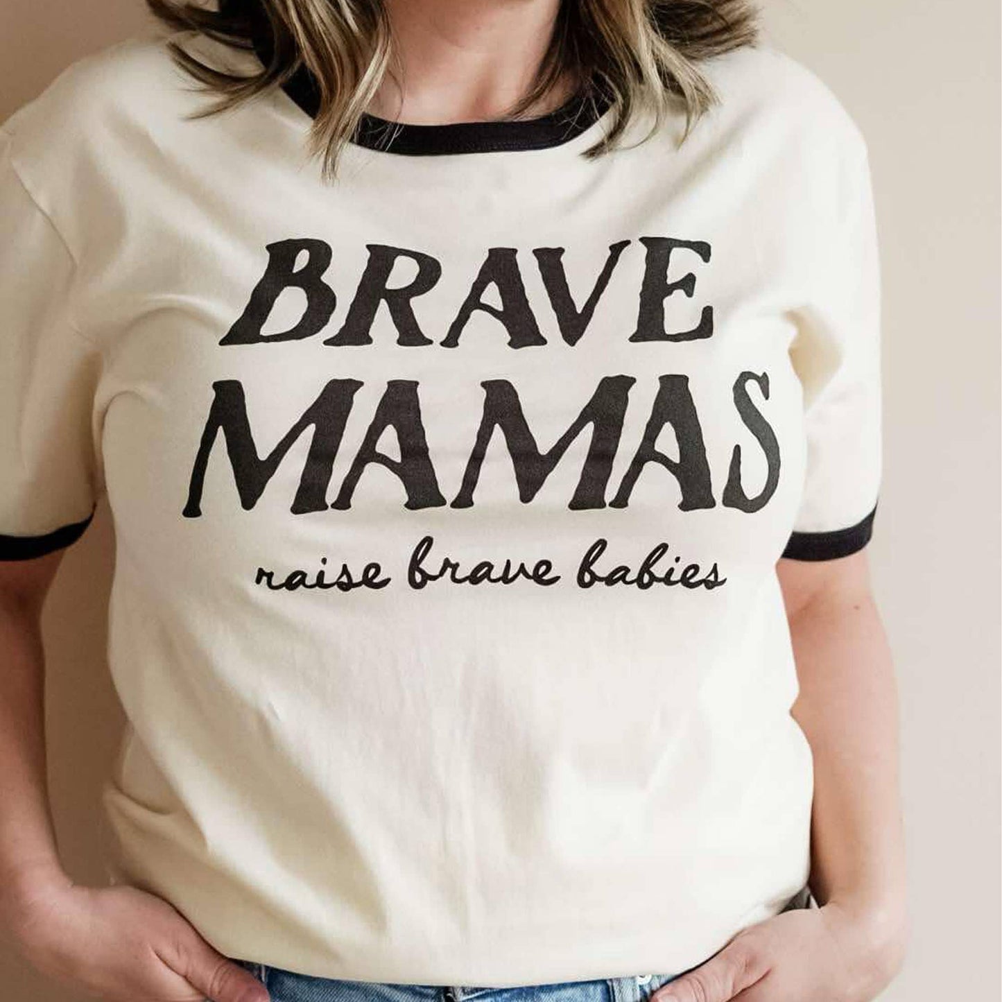 Brave Mamas Raise Brave Babies Ringer Shirt, Mother's Day