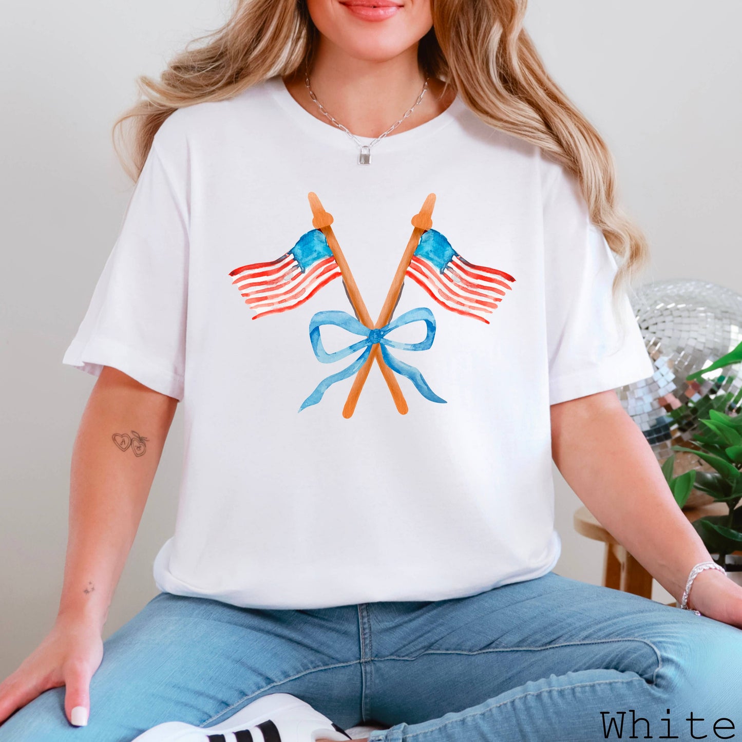 July 4th Graphic Tee | Coquette USA Flags | Bella Canvas