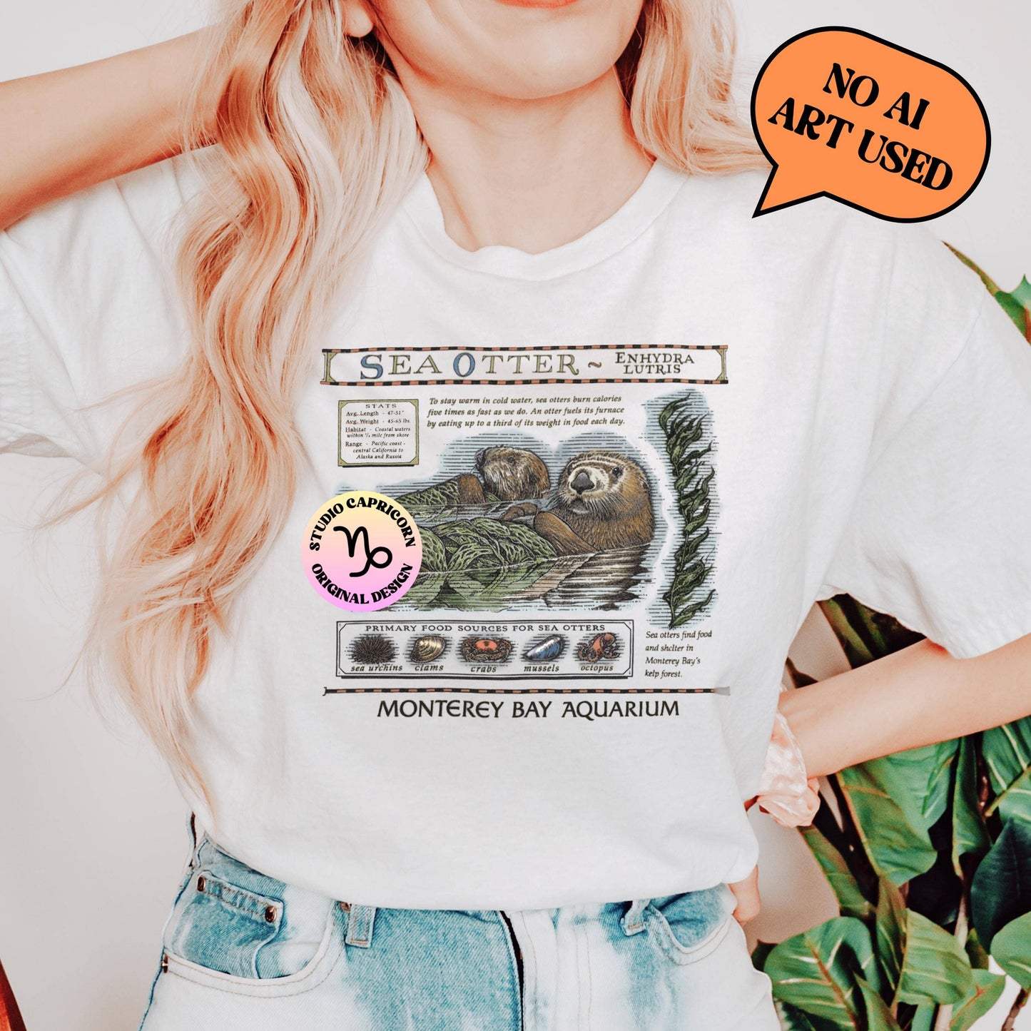 Vintage Otter Aquarium Graphic Coastal Tee Youth Plus