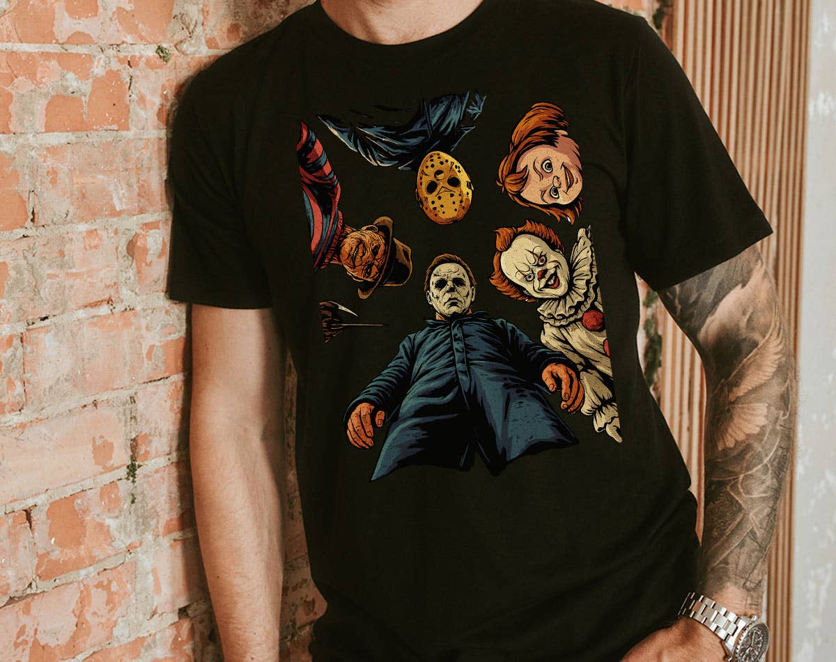 Horror Icons Looking Down Scary Halloween T-Shirt