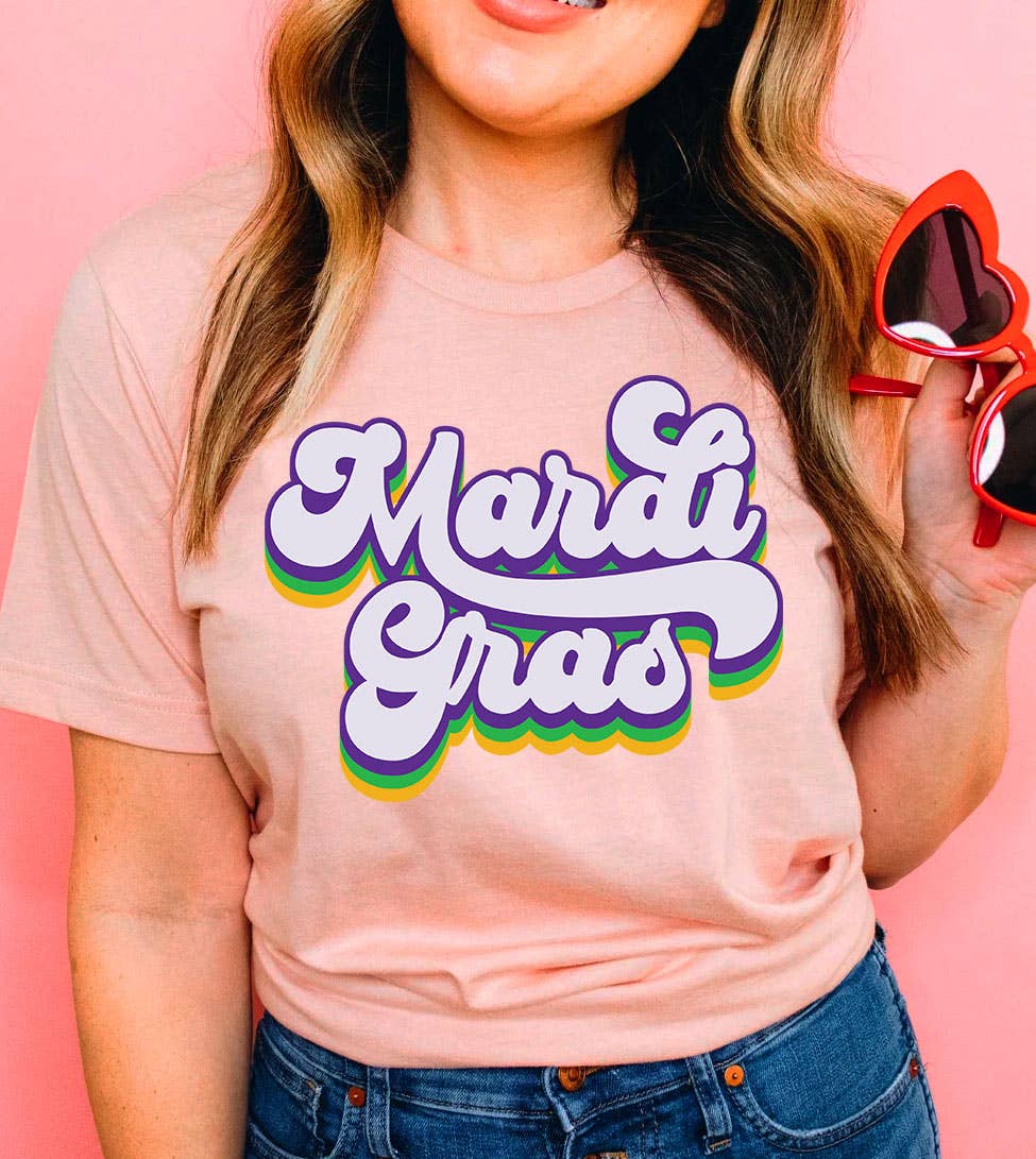 Mardi Gras Cursive - Mardi Gras Fun Party Cute Nola T-Shirt