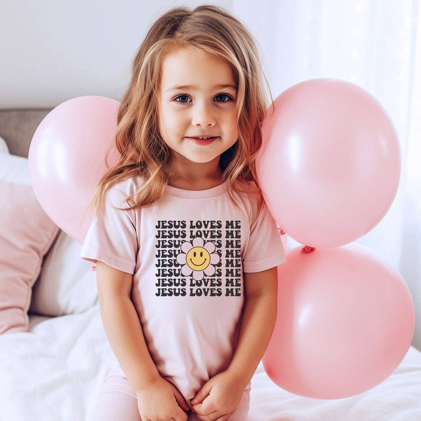 Jesus Loves Me Smiley Kid's Christian Graphic Tee