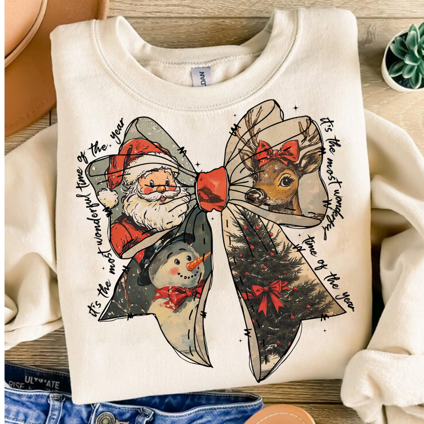 Most Wonderful Time Christmas Bow Sweatshirt