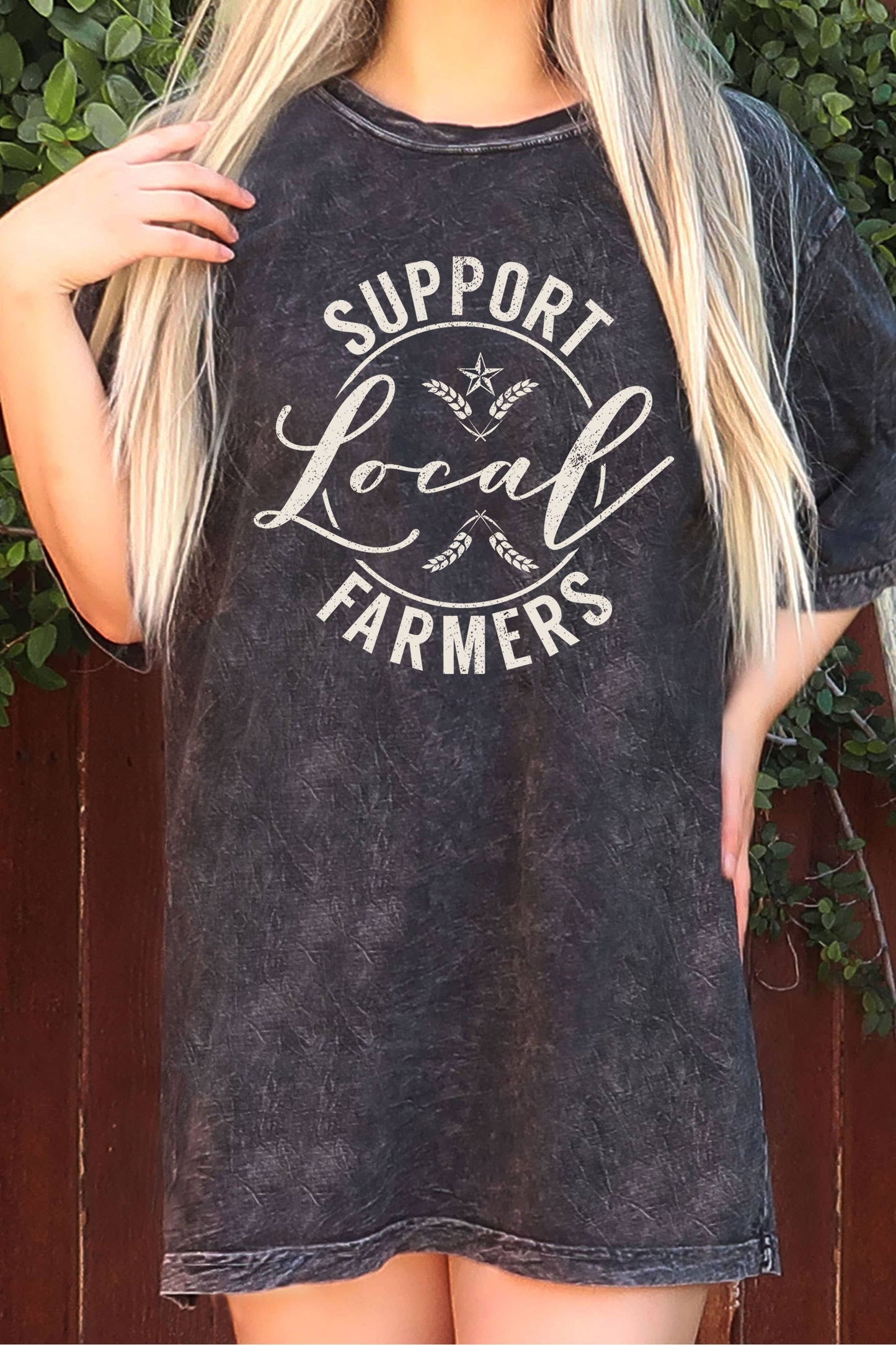 Support Local Farmers Oversize Mineral Graphic Tshirt