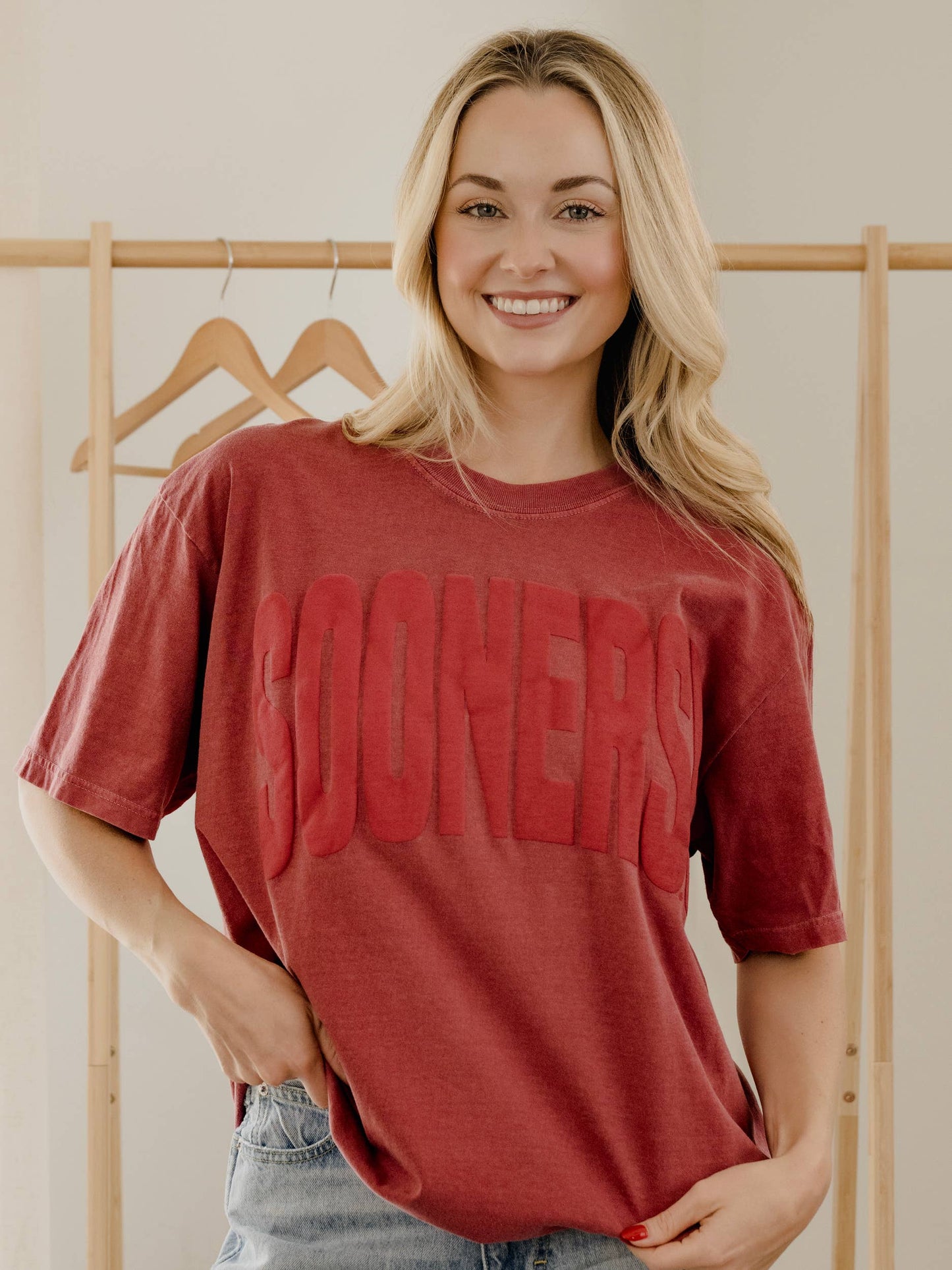 Ou Sooners Mono Puff Ink Crimson Comfort Colors Tee