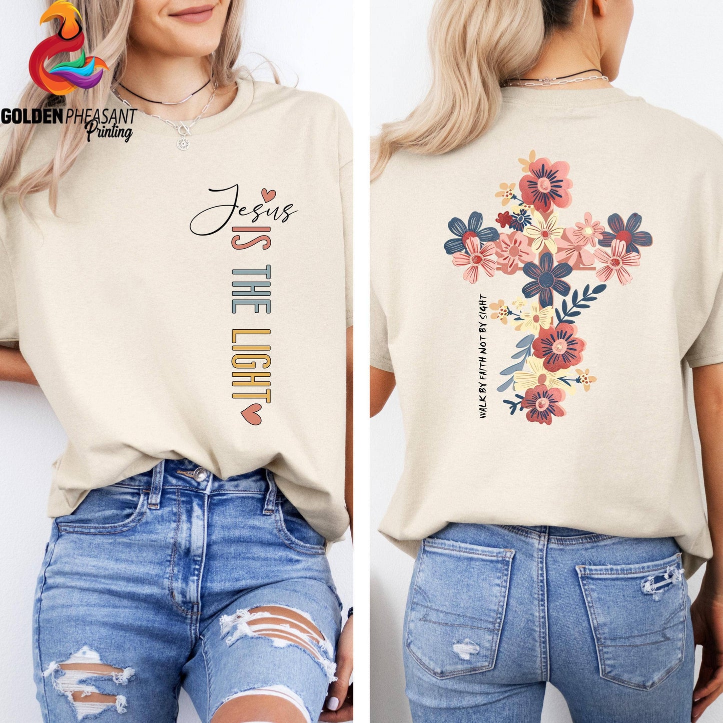 Jesus Is the Light Christian Floral Women's Shirt
