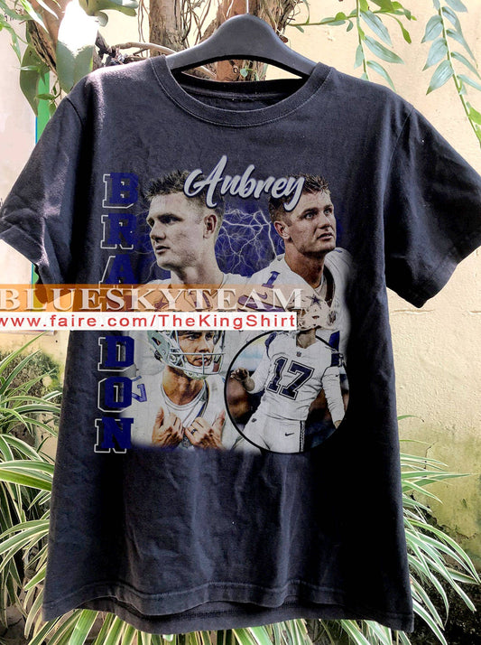 Vintage 90s Brandon Aubrey Graphic Tee  Retro Football Shirt