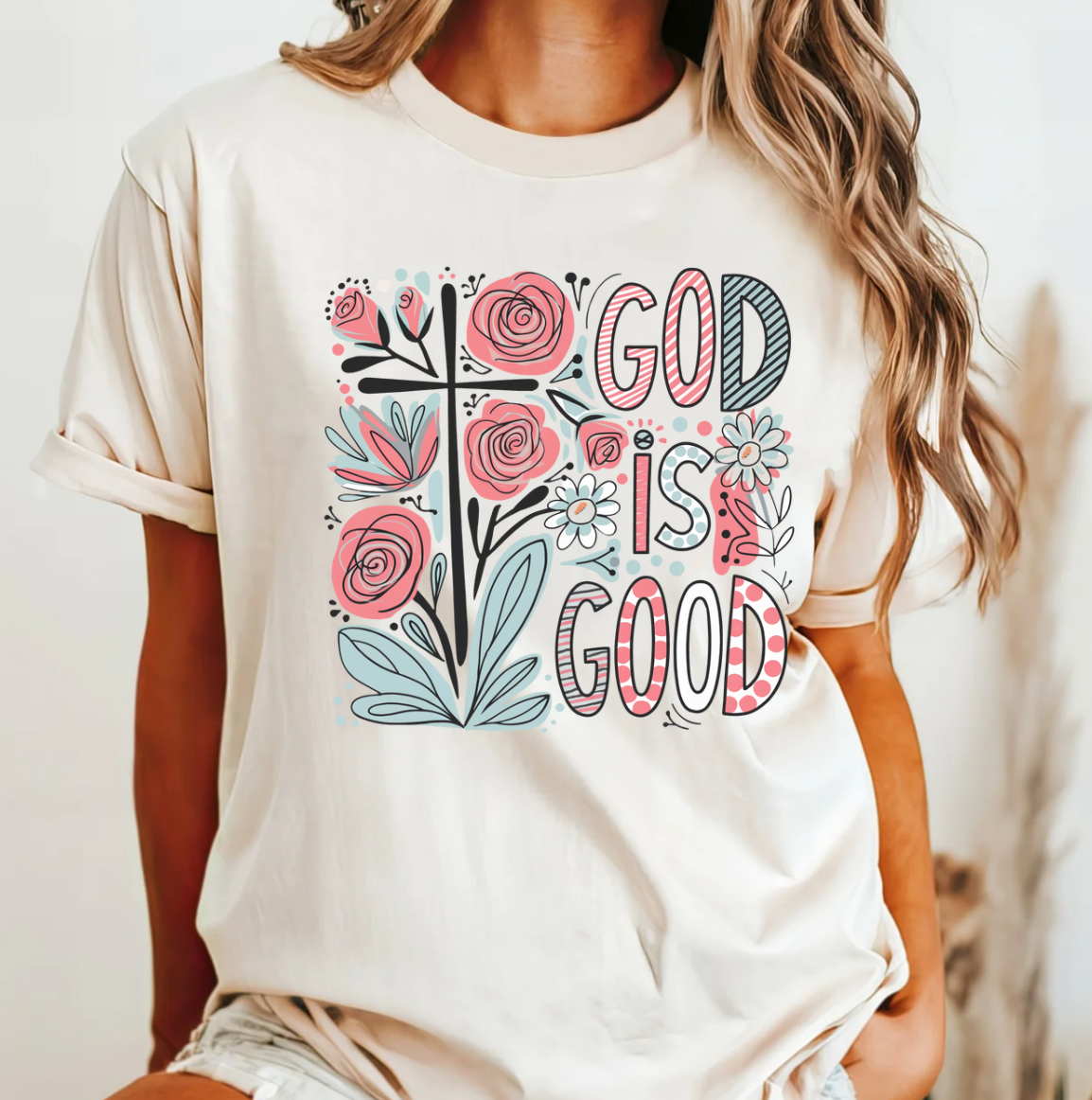 God Is Good Floral Tee
