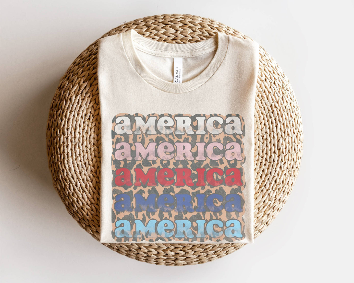 Leopard America Tee USA Patriotic 4th of July Graphic Tee