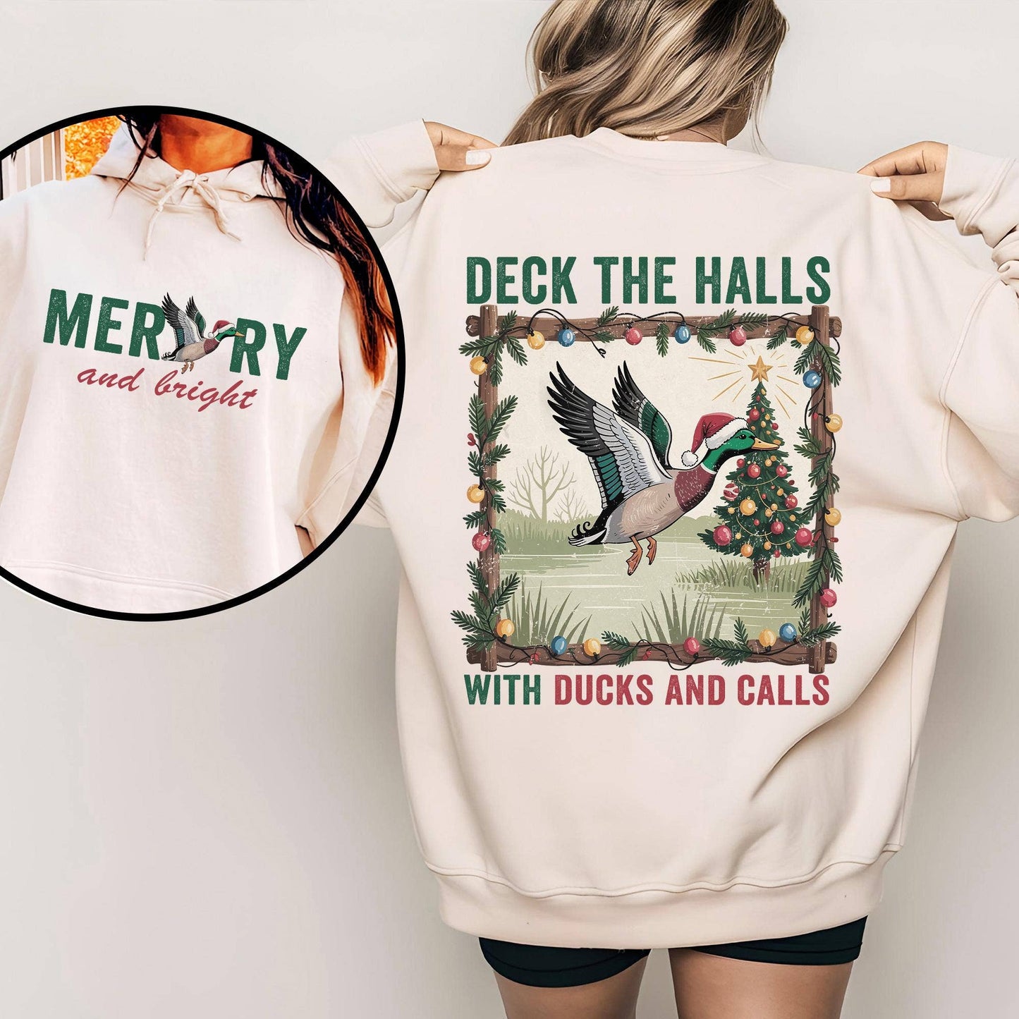 Retro Mallard Duck Hunting Christmas Sweater