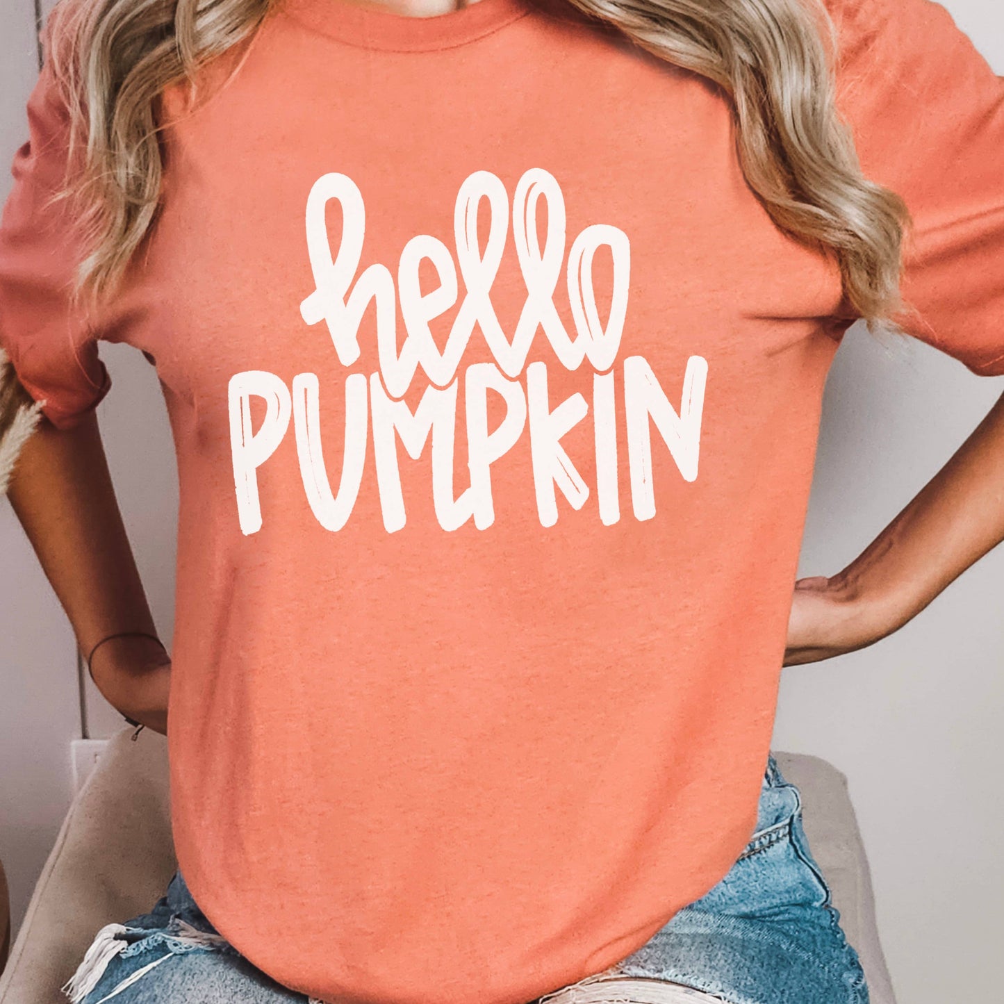 Hello  Pumpkin Fall Graphic Tee  | Bella Canvas