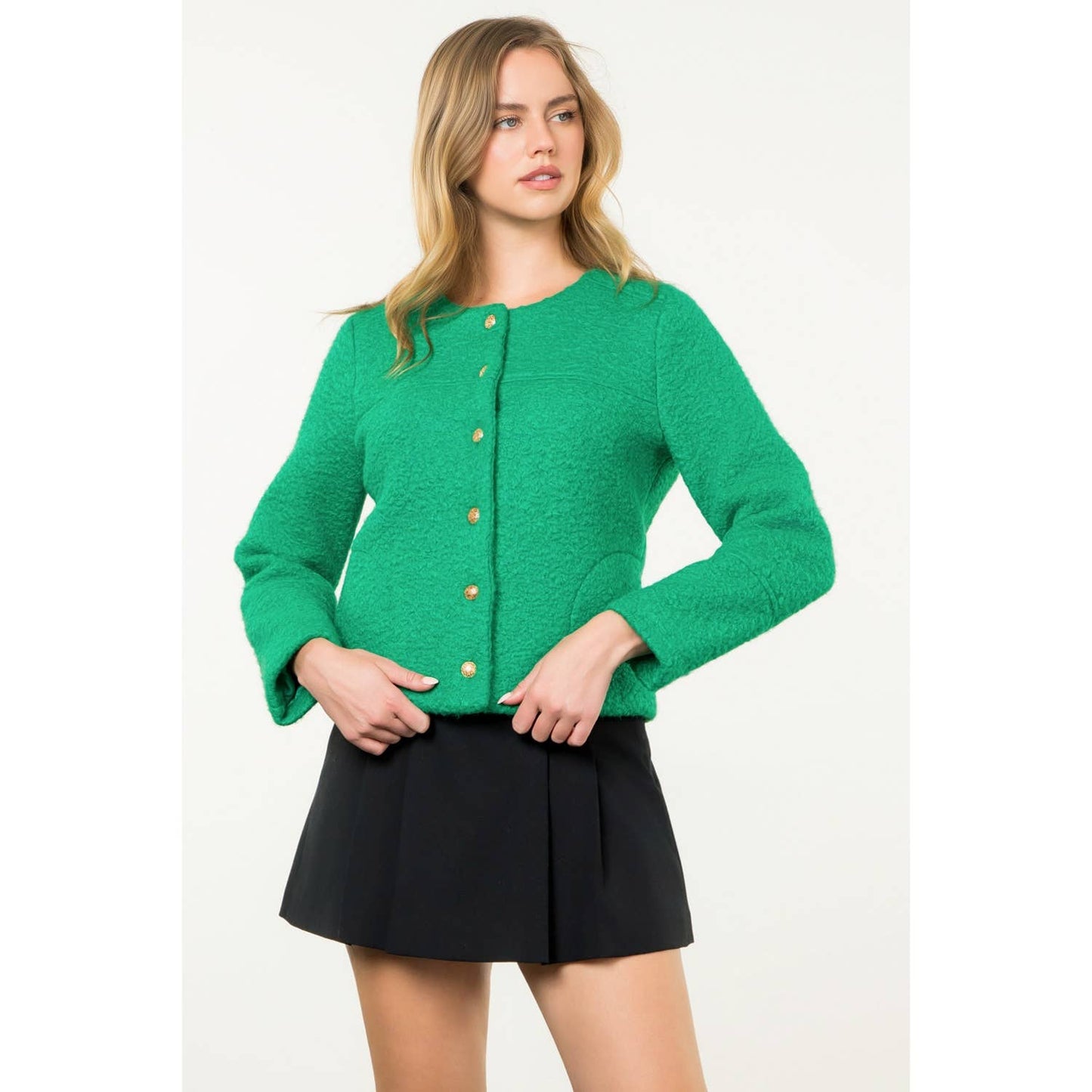 Button Up Boucle Jacket
