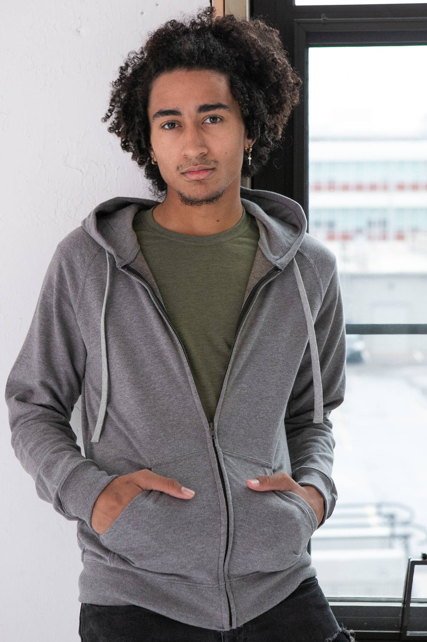 Unisex Heathered Full Zip Hoodie