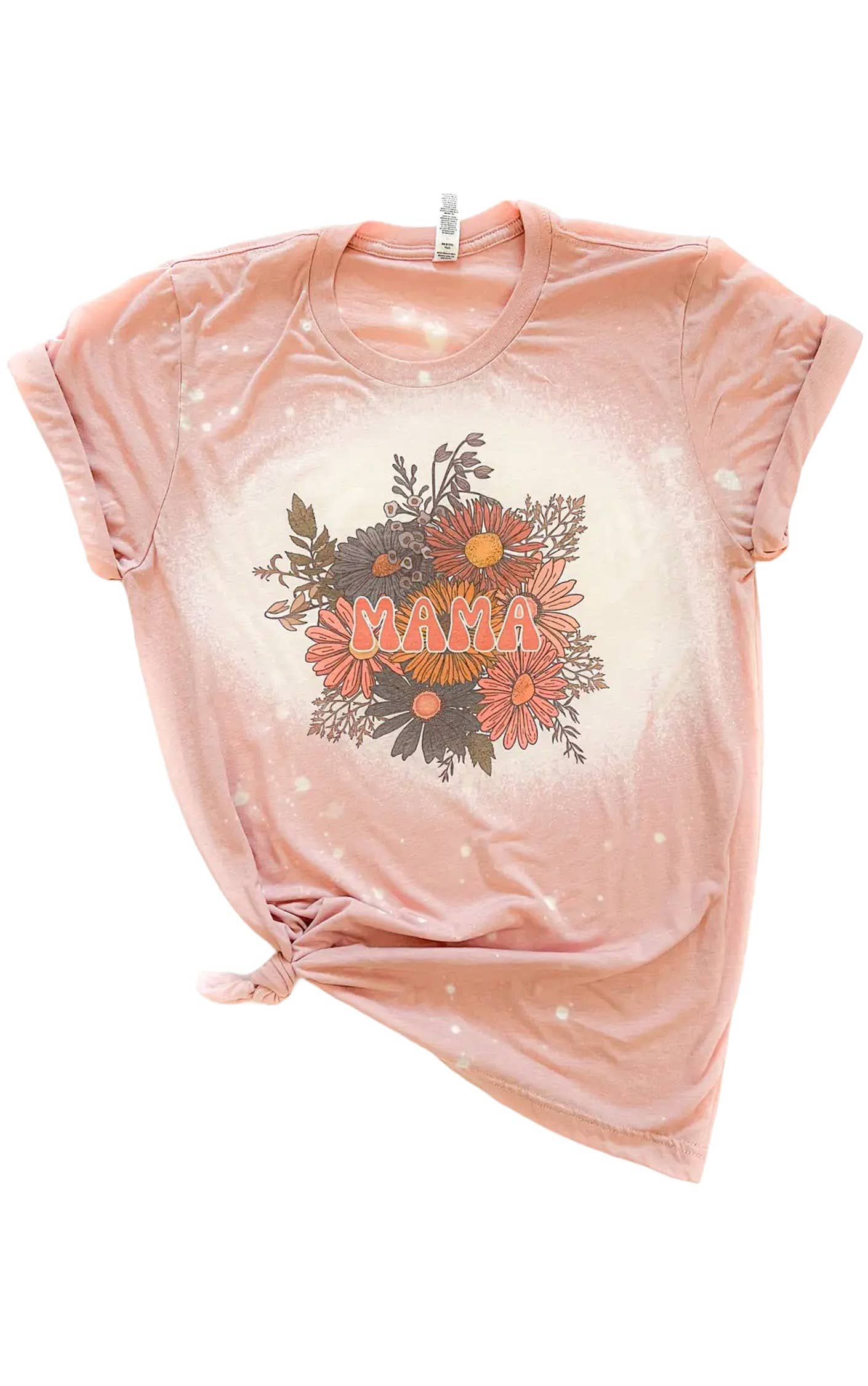 Mama Floral Peach Bleached Mother's Day Tee