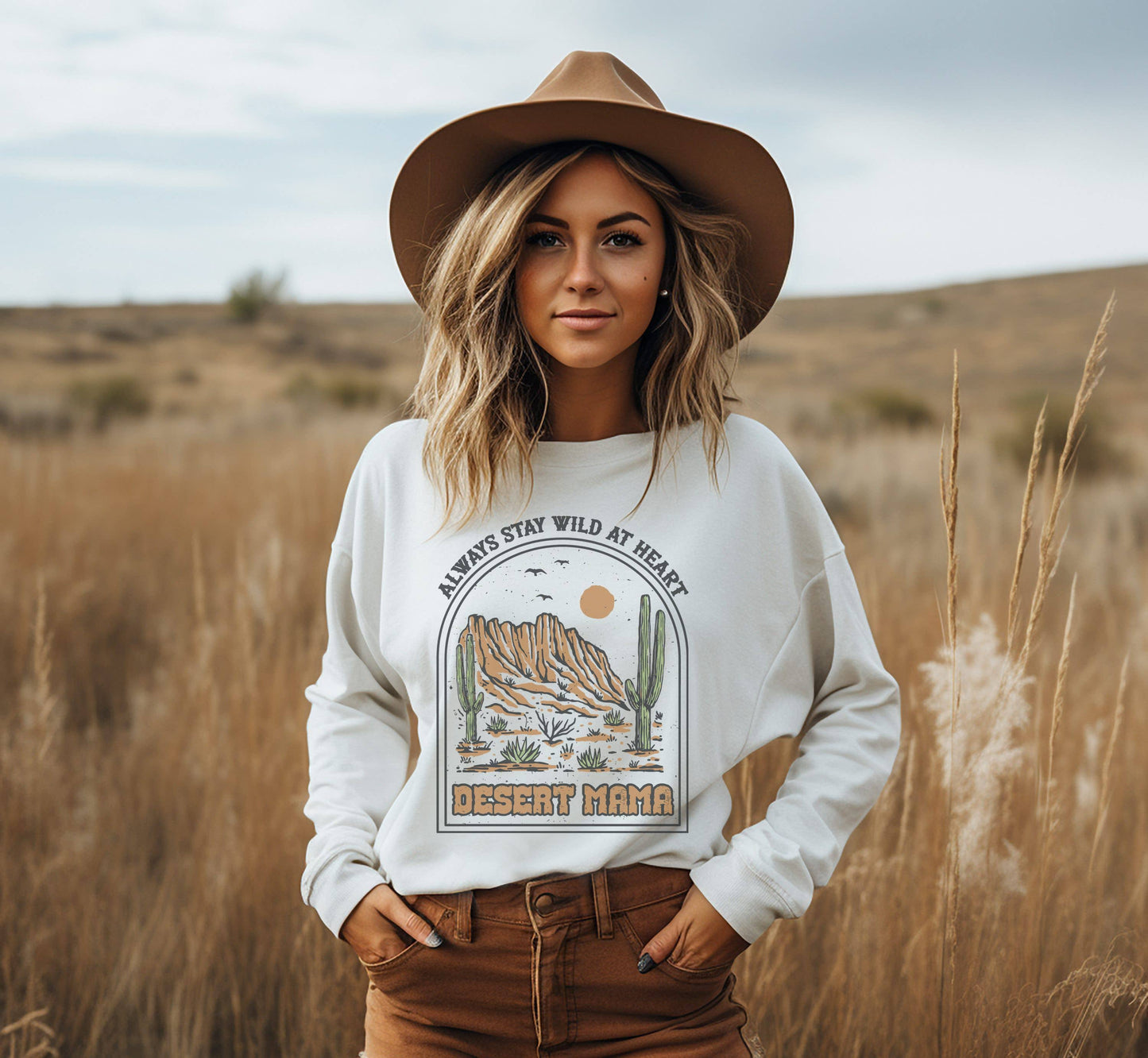 Wild At Heart Desert Mama (Brown) Crew Neck Sweatshirt