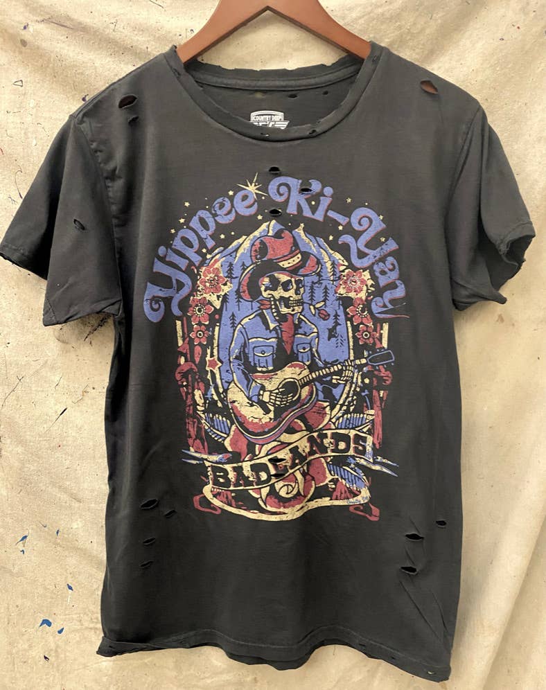 Yippee Ki Yay Badlands Distressed T Shirt Vintage