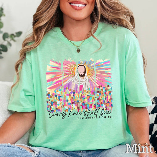 Every Knee Shall Bow Christian Graphic T-Shirt | Gildan