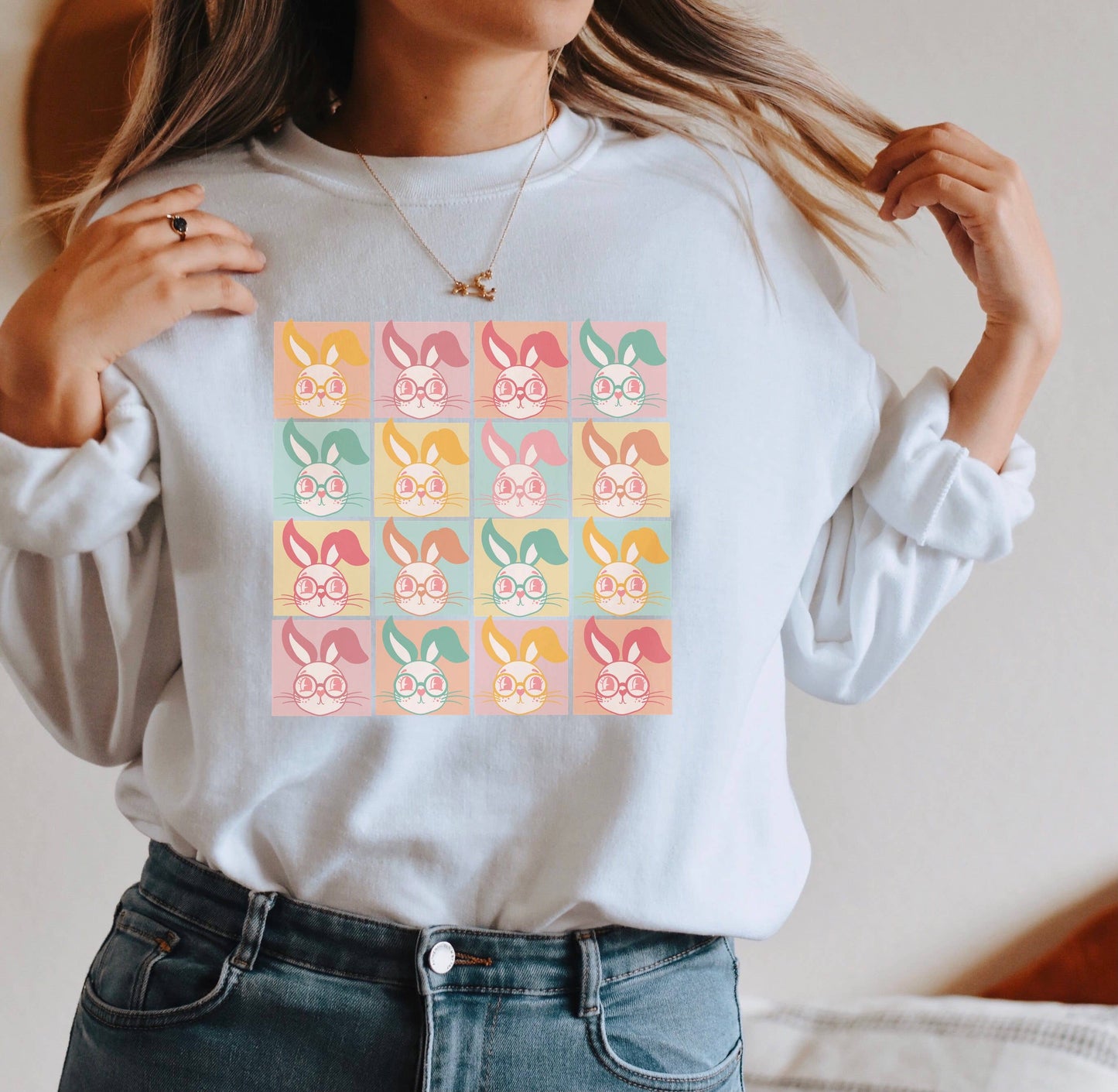 Groovy Bunny Crew Neck Sweatshirt | Easter Sweatshirt