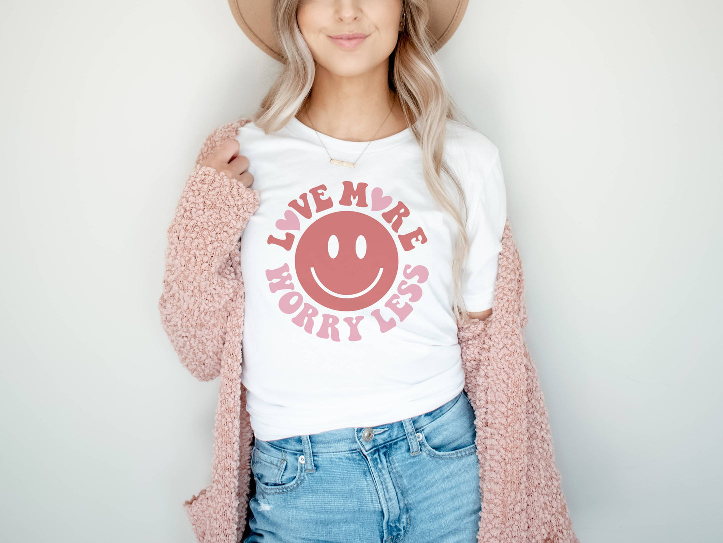 Love More Happy Face | Valentines Day Graphic Tee