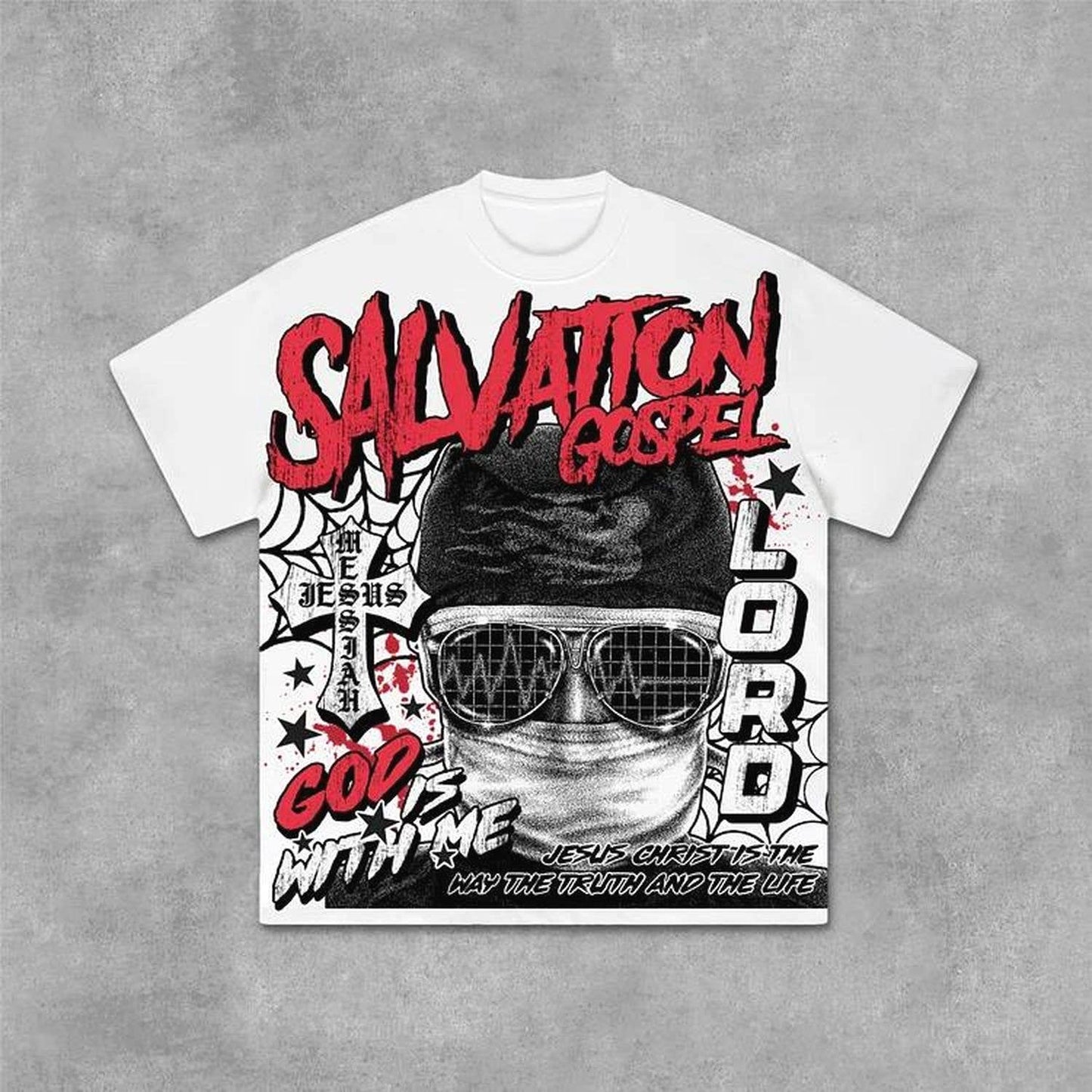God Savior Retro Graphic Cotton T-Shirt Old Style Design
