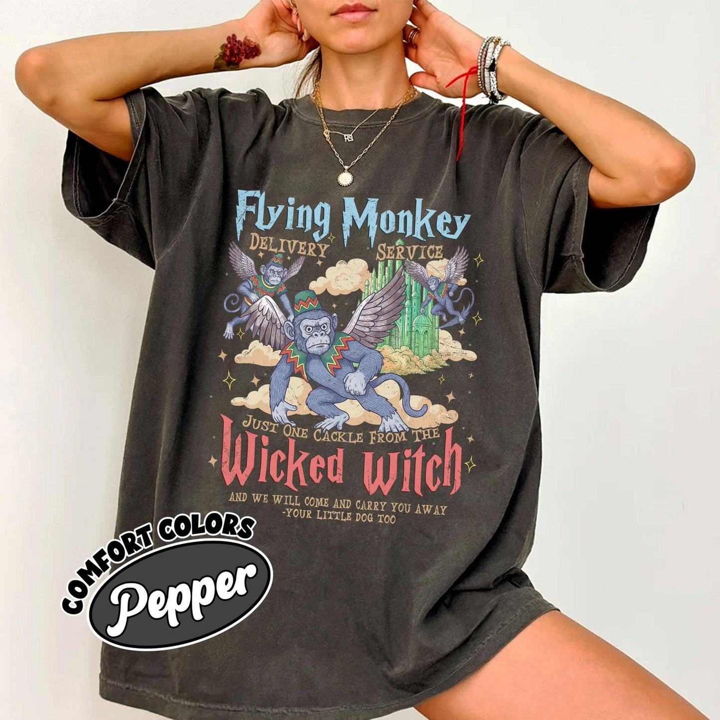 Retro Flying Monkey Delivery Wizard Movie Fan Tee