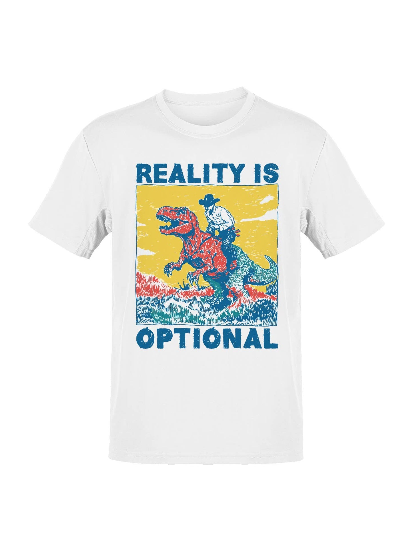 Reality Is Optional Dinosaur Cowboy Men's T-Shirt
