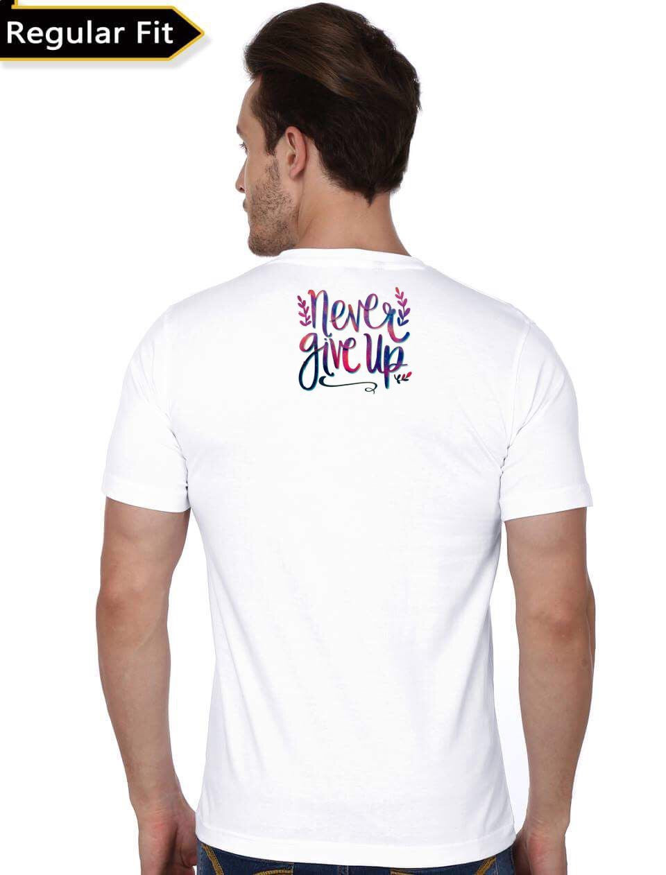 Never Give Up White T-Shirt