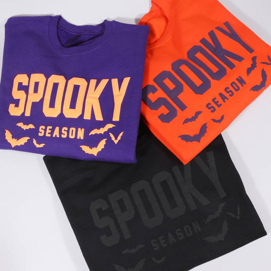 Spooky Season Bold Puff Print Fleece Sweatshirt
