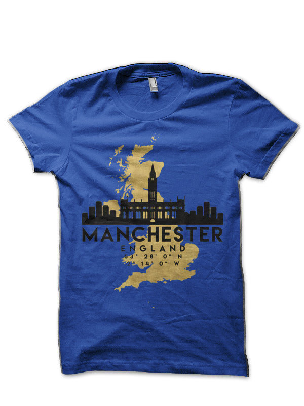 Manchester England Skyline Map Art T-Shirt