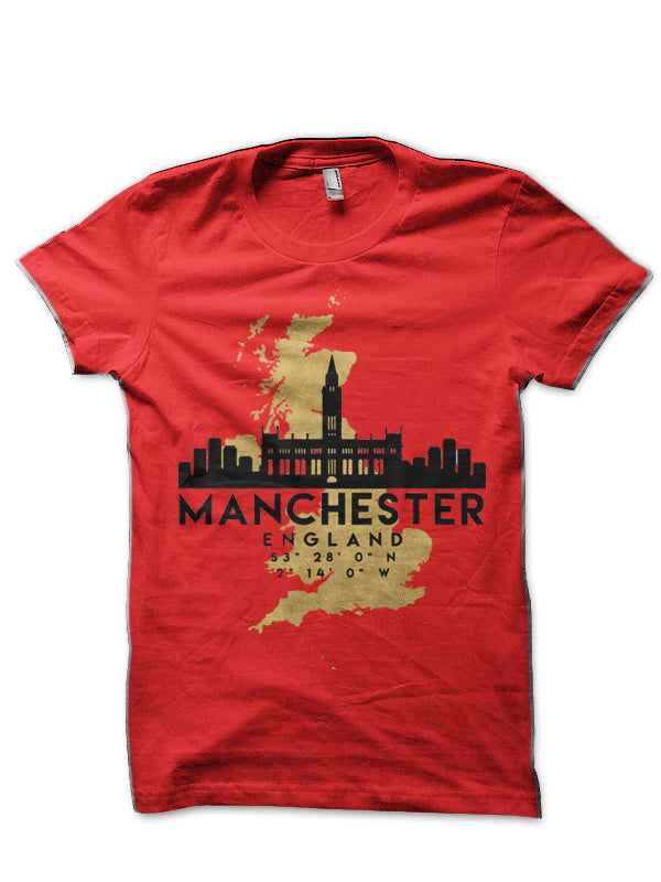 Manchester England Skyline Map Art T-Shirt