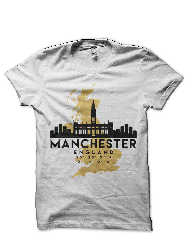 Manchester England Skyline Map Art T-Shirt