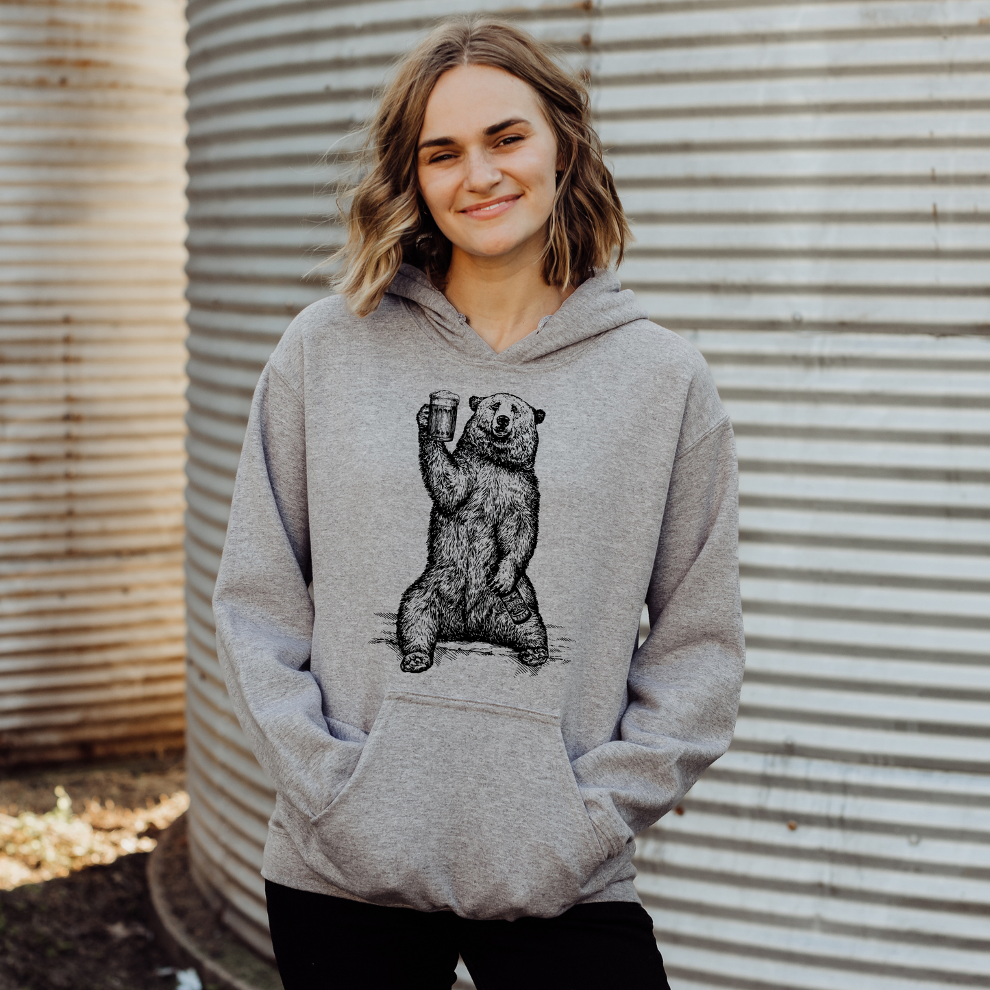 Beer Loving Bear Crewneck Sweatshirt Hoodie