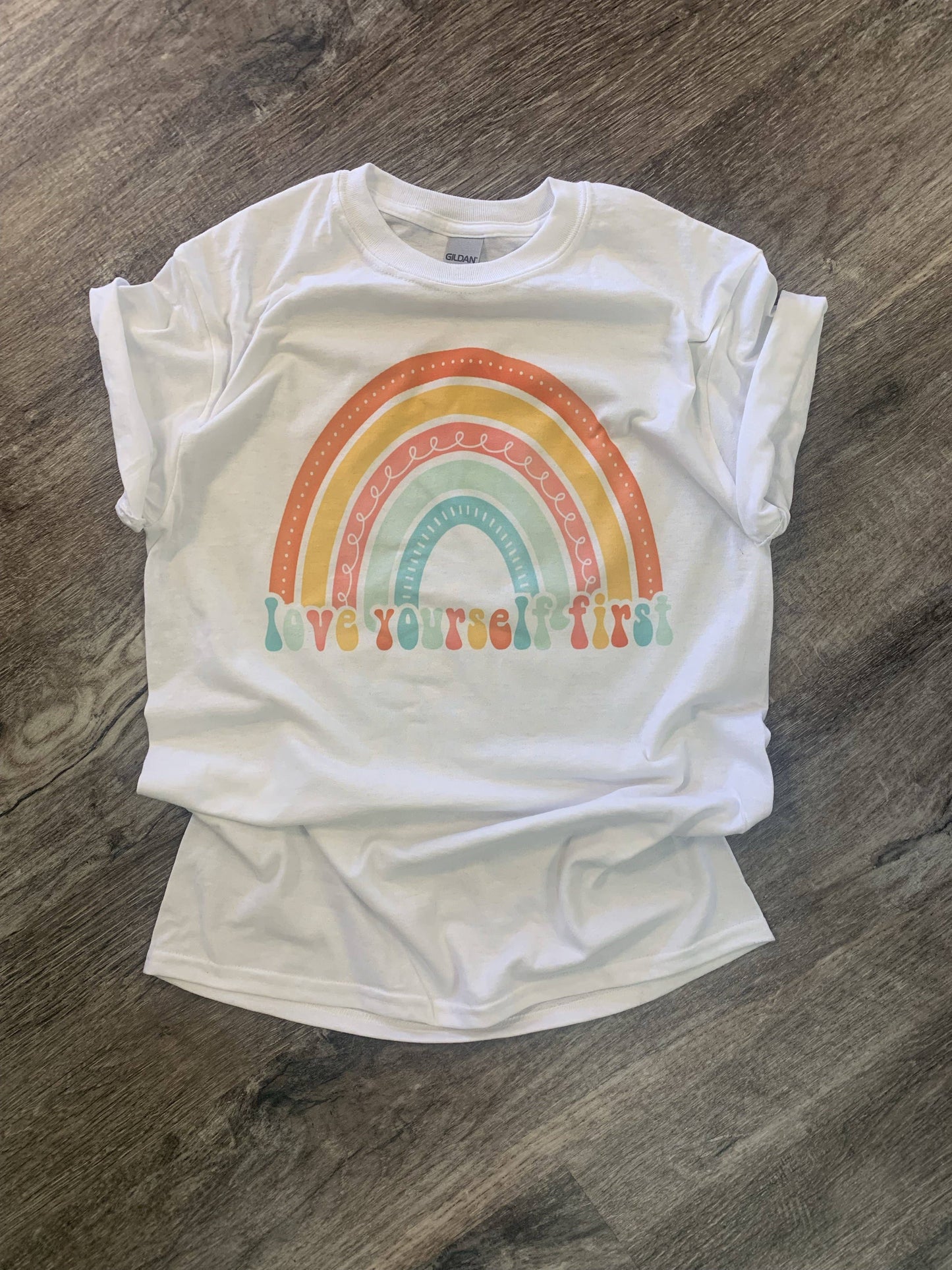 Love Yourself First On White Tee