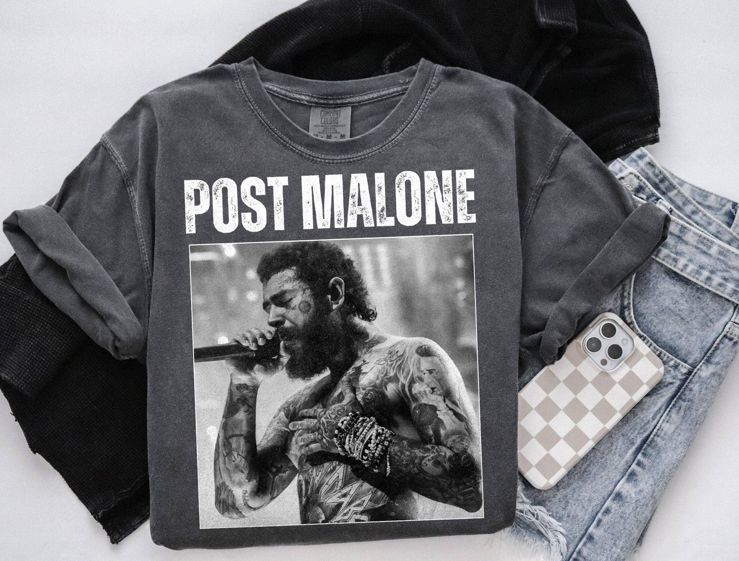 Vintage Post Malone Tee  Retro 90s Music Shirt Clipart