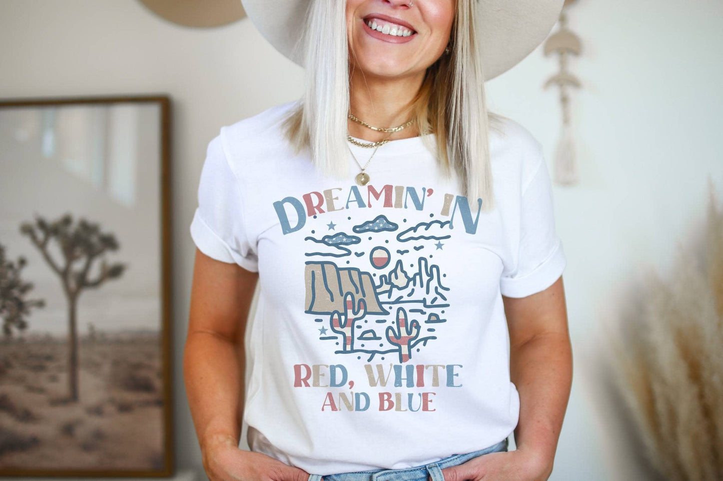 Dreamin in Red White and Blue | Patriotic Graphic Shirt