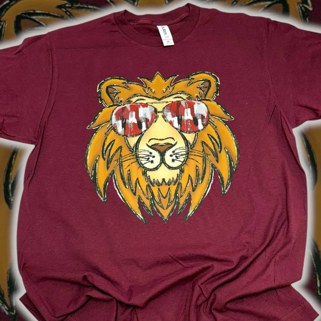 Lions Sunglasses Maroon T-Shirt